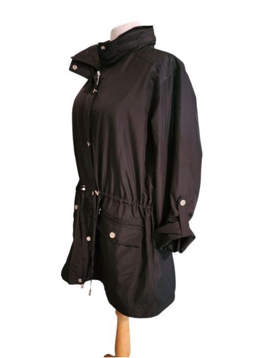 Style & Co. Jackets & Blazers - Style & Co Sport Black Hooded Rain Jacket Windbreaker Women's XL Snap Utility